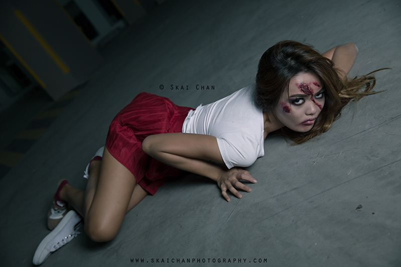 Halloween themed zombie Photoshoot with Charis Tan Mei Xuan at Hougang Carpark