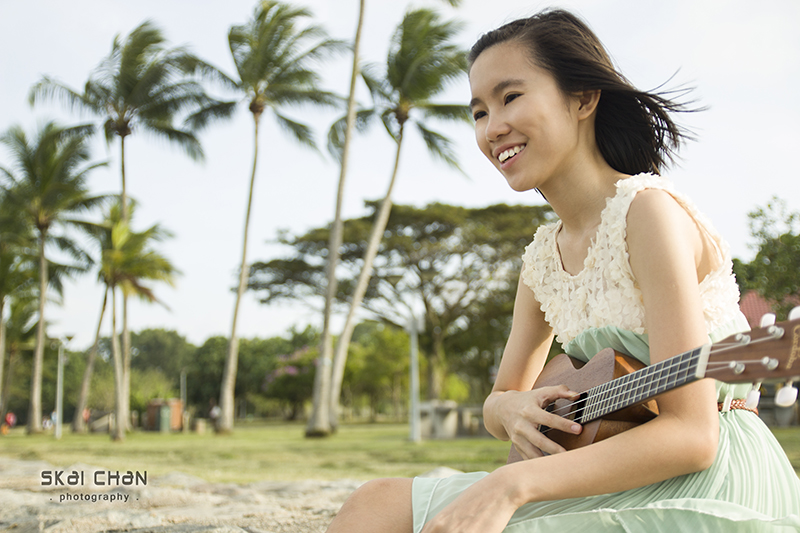 Editorial ukulele photoshoot with Vanessa Toh at Pasir Ris Park