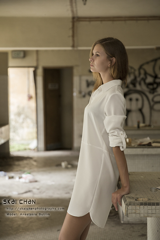 Fashion photoshoot with Anastasia Butrim at Abandoned House