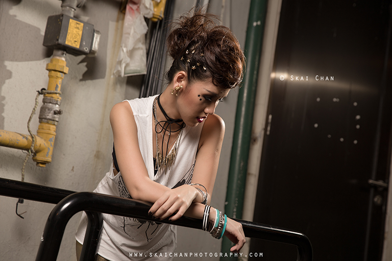 Dark gothic themed photoshoot with Constance Huang at Boat Quay