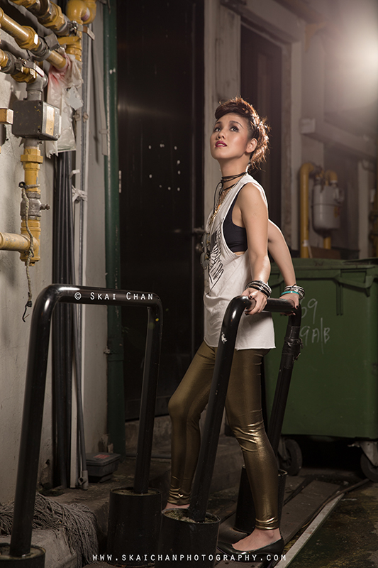 Dark gothic themed photoshoot with Constance Huang at Boat Quay