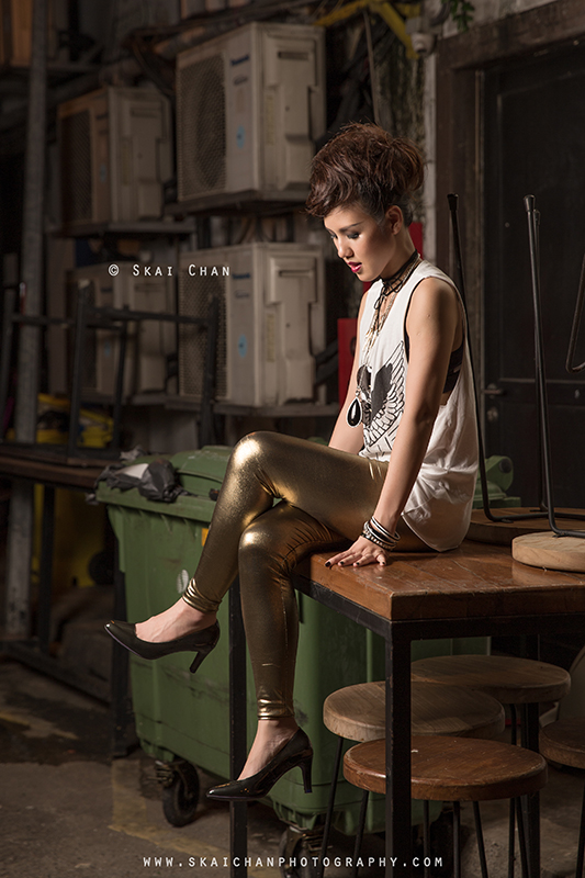 Dark gothic themed photoshoot with Constance Huang at Boat Quay