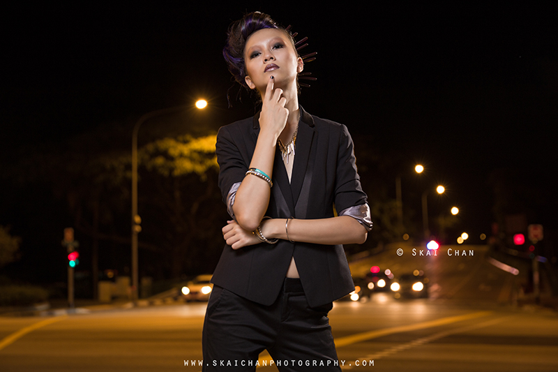 Night fashion photoshoot with Tan Rou Ying at Haji Lane