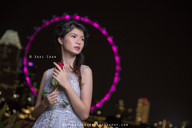 Night bridal photoshoot with Robyn Skye at Gardens by the Bay
