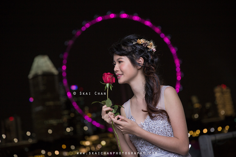 Night bridal photoshoot with Robyn Skye at Gardens by the Bay