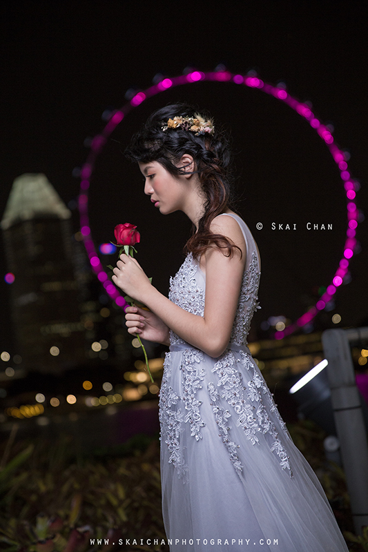 Night bridal photoshoot with Robyn Skye at Gardens by the Bay