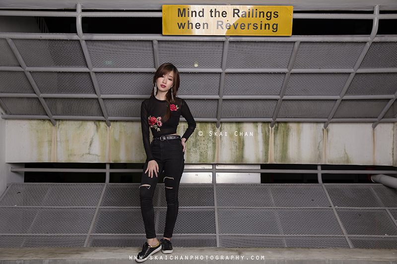 Car park fashion portrait photoshoot with Xue Ting at Carpark @ Jurong West