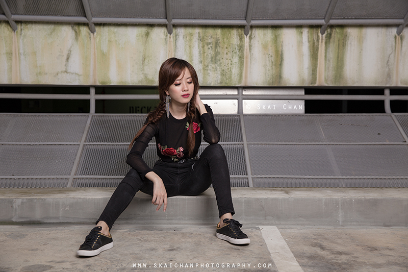 Car park fashion portrait photoshoot with Xue Ting at Carpark @ Jurong West