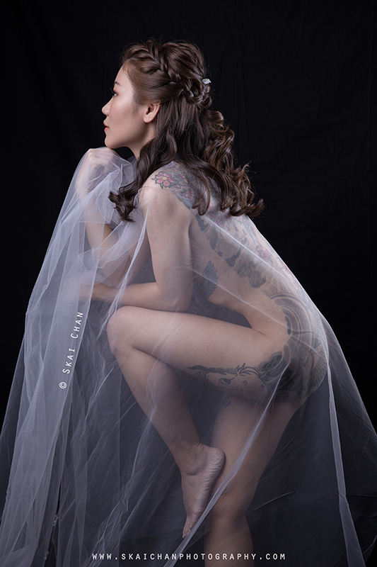 Implied nude art bridal / wedding photoshoot with Eva Loa at photography studio (Tanjong Pagar)