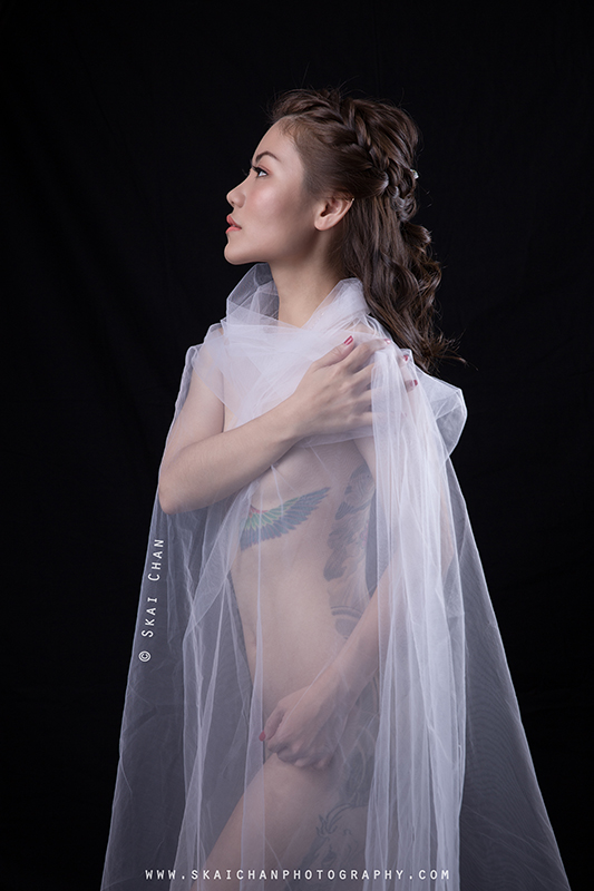 Implied nude art bridal / wedding photoshoot with Eva Loa at photography studio (Tanjong Pagar)