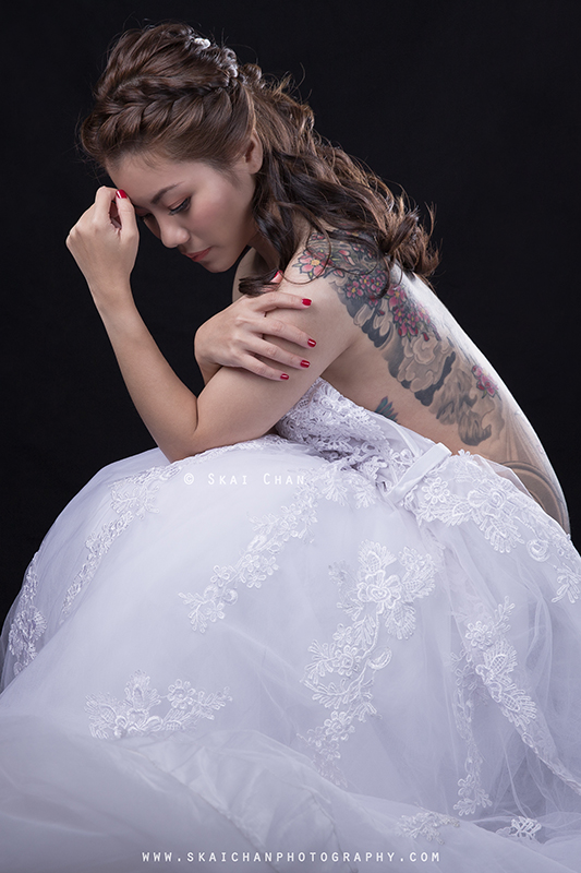Implied nude art bridal / wedding photoshoot with Eva Loa at photography studio (Tanjong Pagar)