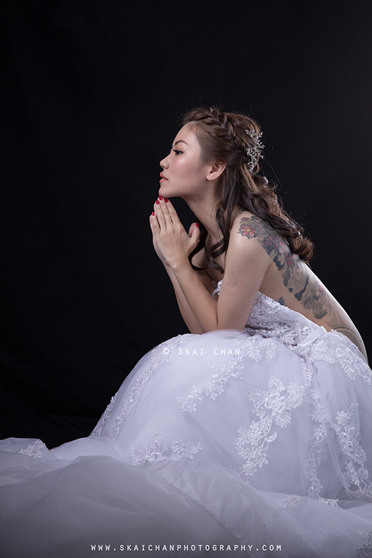 Implied nude art bridal / wedding photoshoot with Eva Loa at photography studio (Tanjong Pagar)