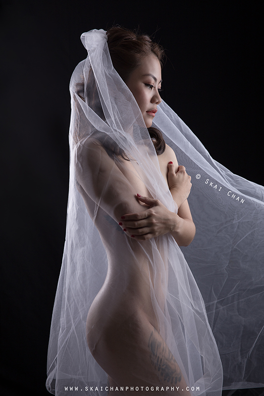 Implied nude art bridal / wedding photoshoot with Eva Loa at photography studio (Tanjong Pagar)