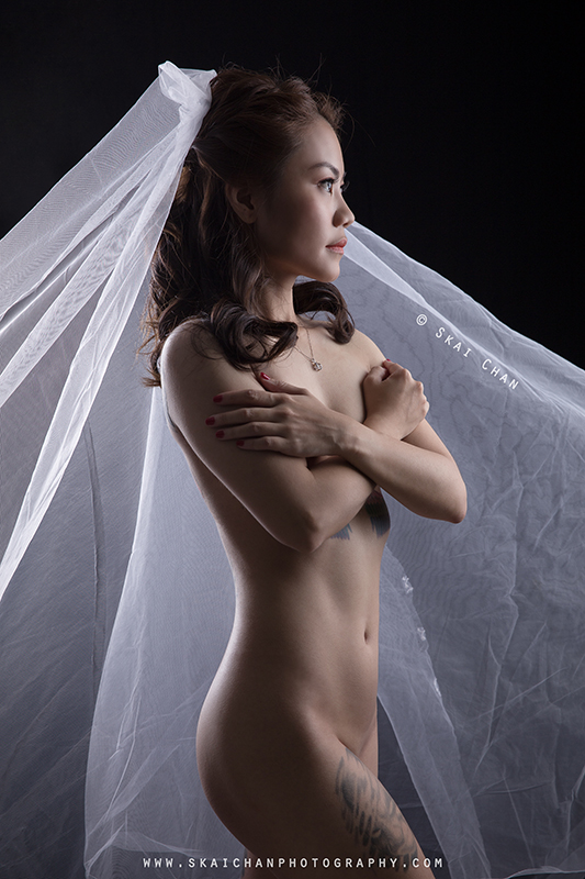 Implied nude art bridal / wedding photoshoot with Eva Loa at photography studio (Tanjong Pagar)