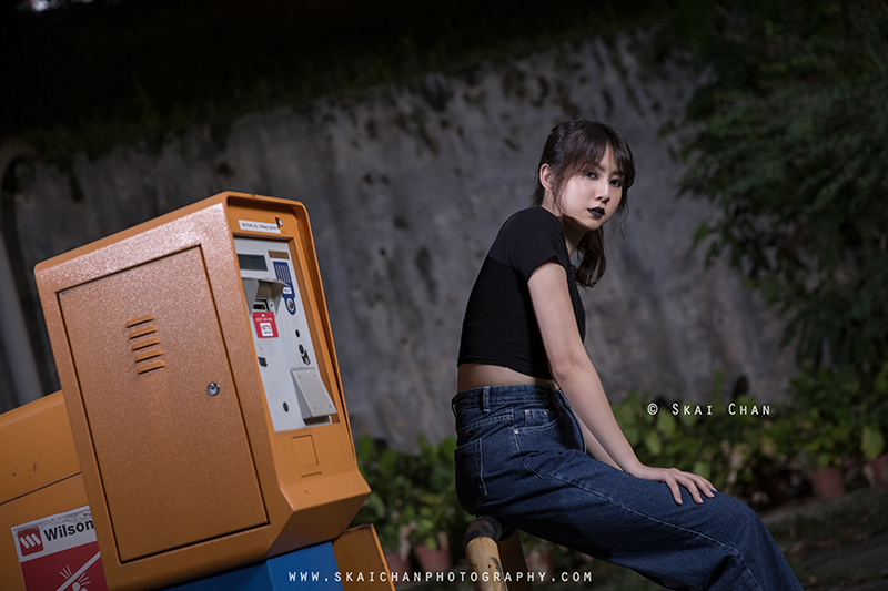 Gothic dark themed night portrait photoshoot with Hilary at Pearl's Hill Terrace