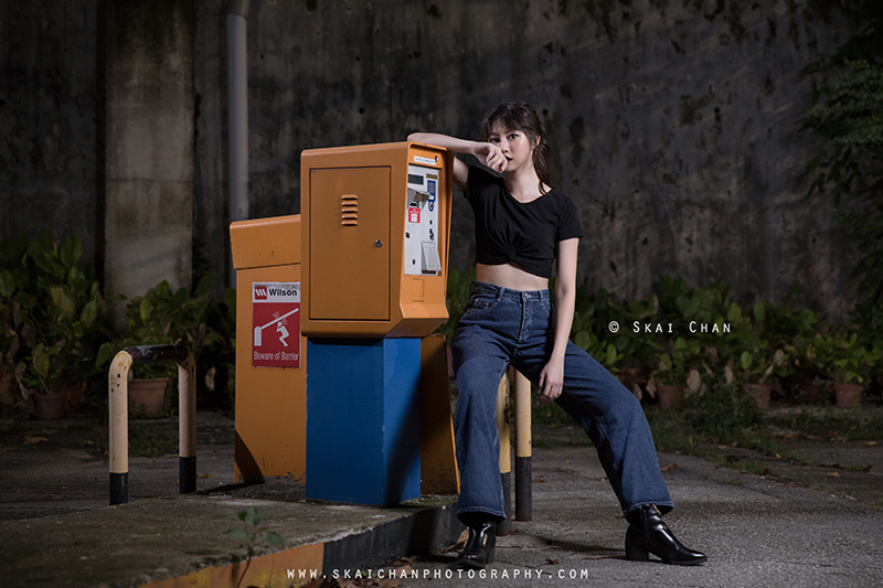 Gothic dark themed night portrait photoshoot with Hilary at Pearl's Hill Terrace