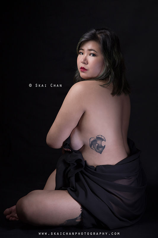 Tattoo art implied nude portrait photoshoot with Isabelle Raphaela Leong at Tanjong Pagar (photography studio)