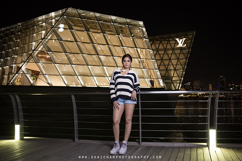 Night fashion photoshoot with Renu at The Shoppes at Marina Bay Sands