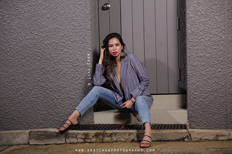 Night fashion photoshoot with Karen Ivy Diaz at Tanjong Pagar