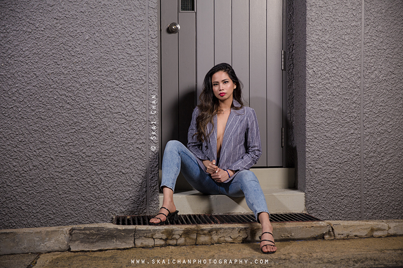 Night fashion photoshoot with Karen Ivy Diaz at Tanjong Pagar