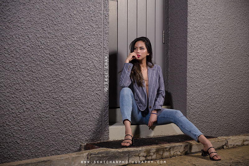 Night fashion photoshoot with Karen Ivy Diaz at Tanjong Pagar