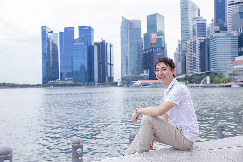 Editorial french horn portrait photoshoot with Akira Uchida at Esplanade Outdoor Theatre