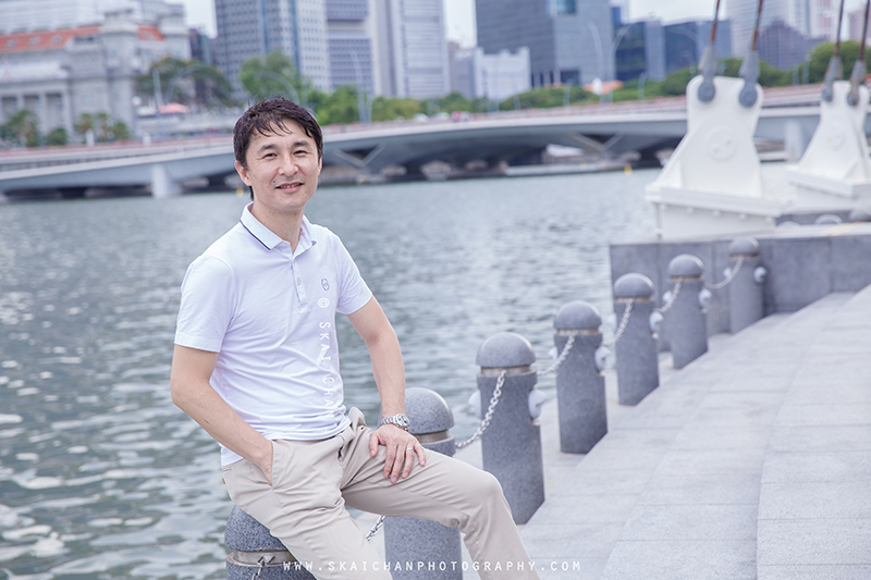 Editorial french horn portrait photoshoot with Akira Uchida at Esplanade Outdoor Theatre
