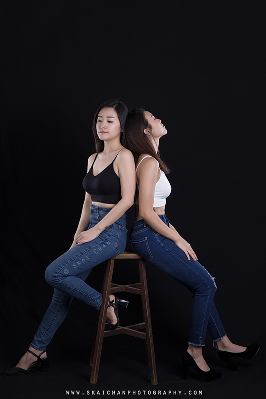 Edgy friends / sisters themed photoshoot with Huiqing and Jasmine Tan at Tanjong Pagar (photography studio)