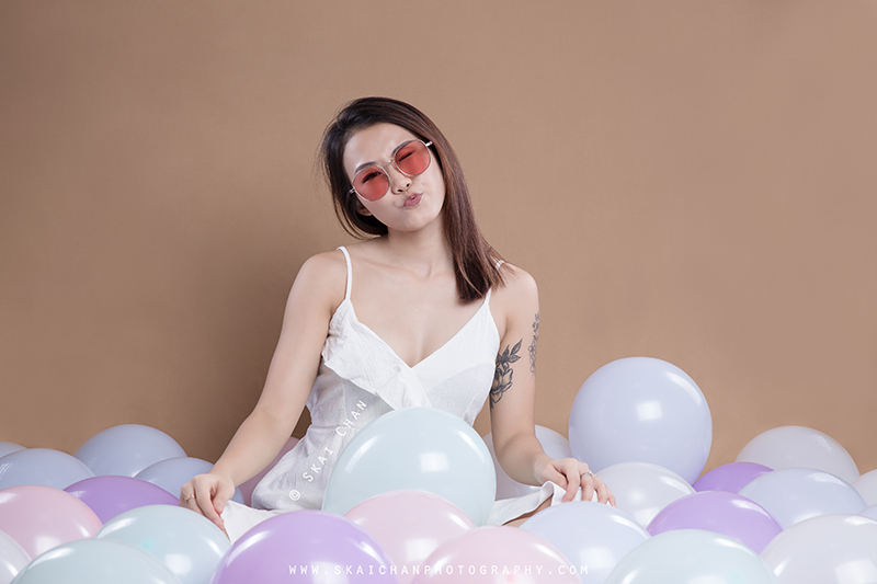 Cute balloon themed photoshoot with Jasmine Tan at Tanjong Pagar (photography studio)