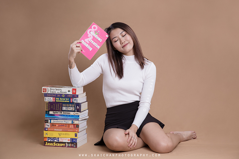 School girl themed photoshoot with Jasmine Tan at Tanjong Pagar (photography studio)