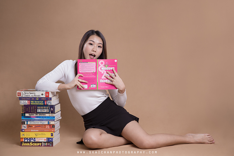 School girl themed photoshoot with Jasmine Tan at Tanjong Pagar (photography studio)