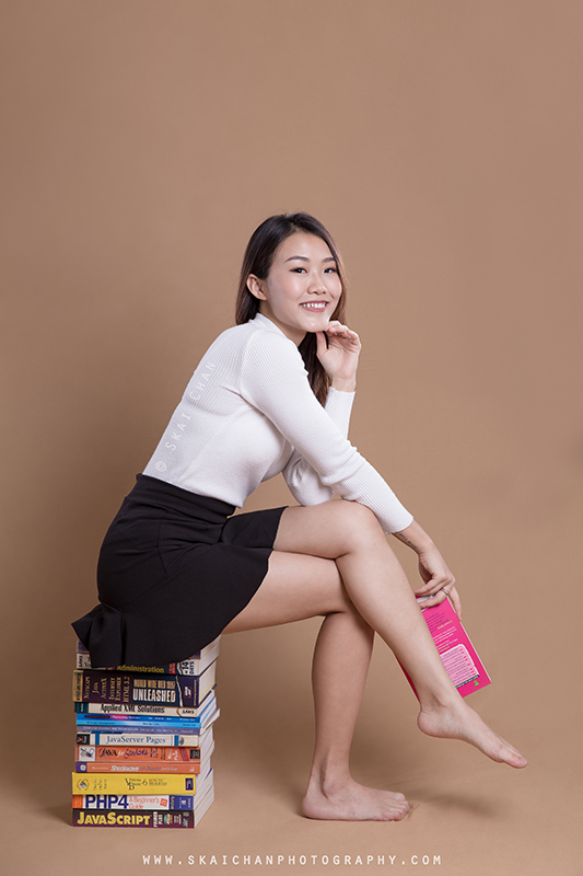 School girl themed photoshoot with Jasmine Tan at Tanjong Pagar (photography studio)
