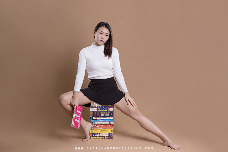 School girl themed photoshoot with Jasmine Tan at Tanjong Pagar (photography studio)