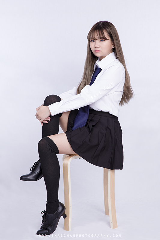 School girl themed glamour photoshoot with Meron at Tanjong Pagar (photography studio)