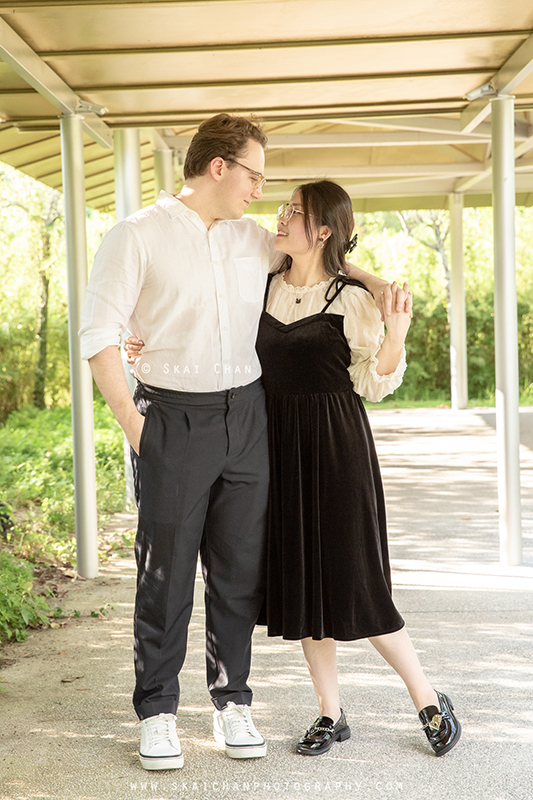 Outdoor casual couple photoshoot with Keagan & Nancy at Serene Garden @ Gardens By The Bay