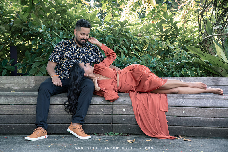 Outdoor casual couple photoshoot with Elvis Philip & Monali P at World of Plants (Gardens By The Bay)