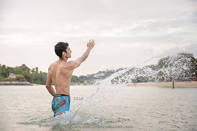 Outdoor Water Themed Fitness Photoshoot - Rounak @ Palawan Beach, Sentosa