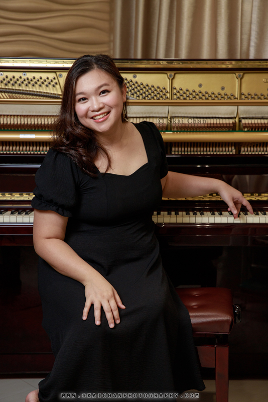 Professional musician grand piano photoshoot session with Cecilia Ratna @ home music studio