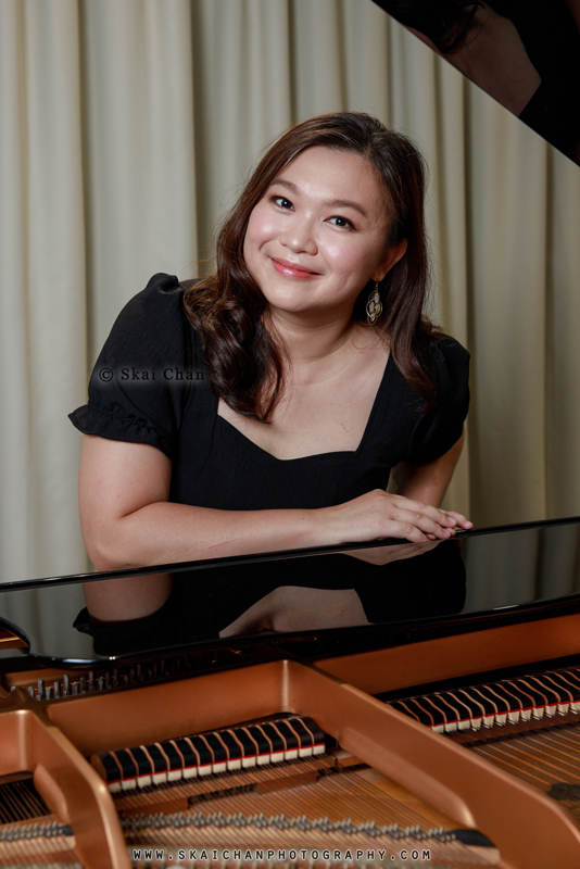 Professional musician grand piano photoshoot session with Cecilia Ratna @ home music studio