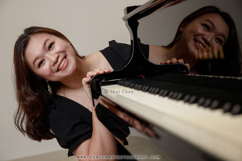 Professional musician grand piano photoshoot session with Cecilia Ratna @ home music studio