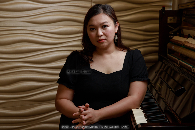 Professional musician grand piano photoshoot session with Cecilia Ratna @ home music studio