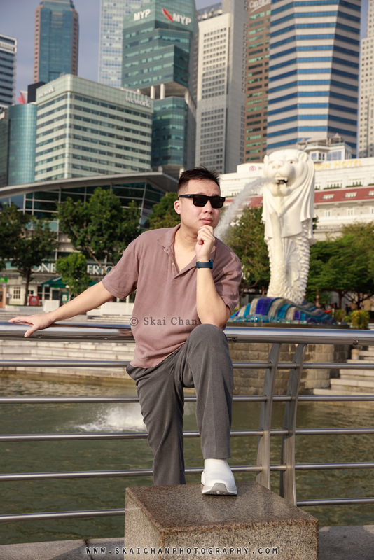 Vacation men's fashion photoshoot session with Xin Zhe @ Merlion Park & Anderson Bridge