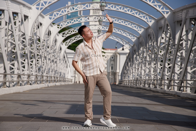 Vacation men's fashion photoshoot session with Xin Zhe @ Merlion Park & Anderson Bridge
