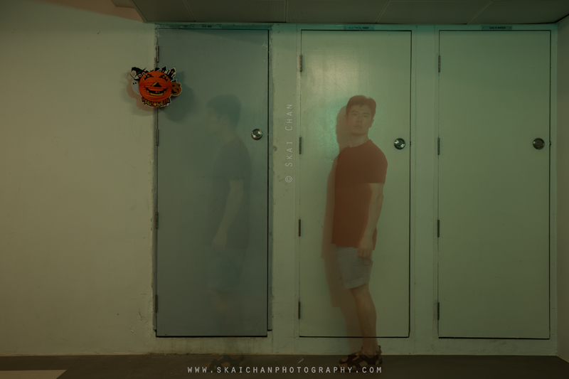Ghostly motion-blur self-portrait beside the Tengah CCS riser, symbolising confusion and uncertainty