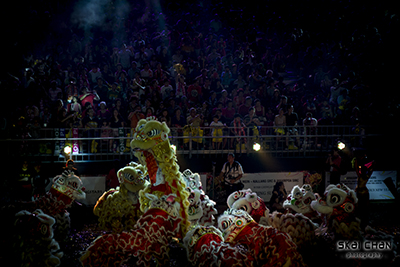 lion dance during chingay 2014