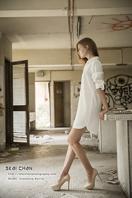 Casual Indoor Edgy Fashion Photoshoot - Anastasia Butrim @ Abandoned place