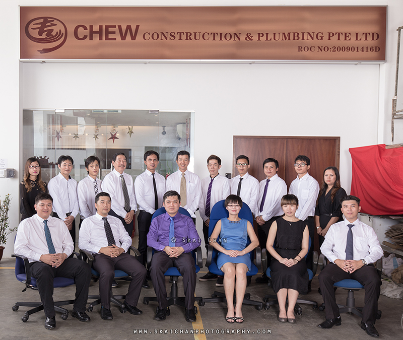 Corporate group photoshoot with Chew Construction & Plumbing at Mandai Estate