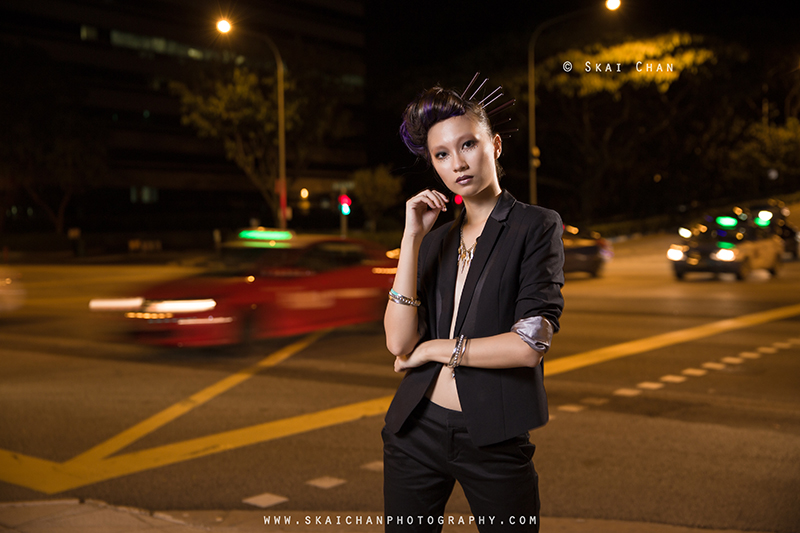 Night fashion photoshoot with Tan Rou Ying at Haji Lane