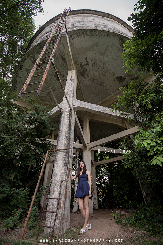 Fashion portrait photoshoot with Wanping at Portsdown Road water tank