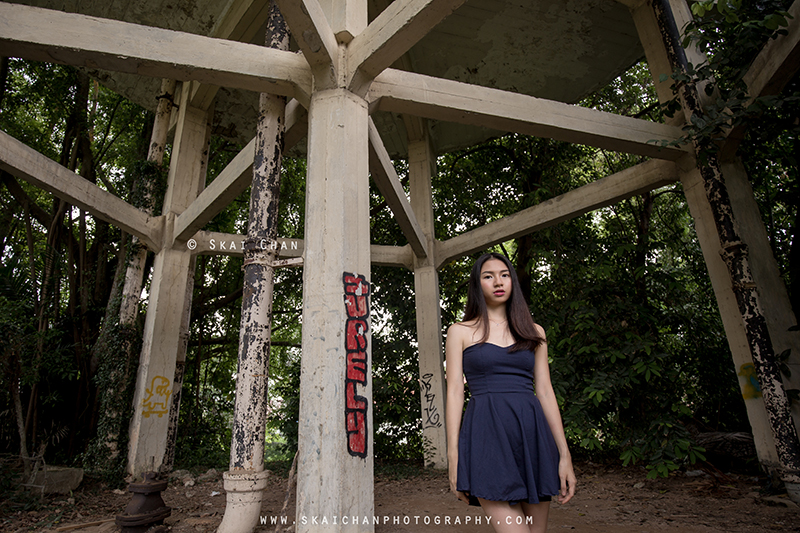 Fashion portrait photoshoot with Wanping at Portsdown Road water tank